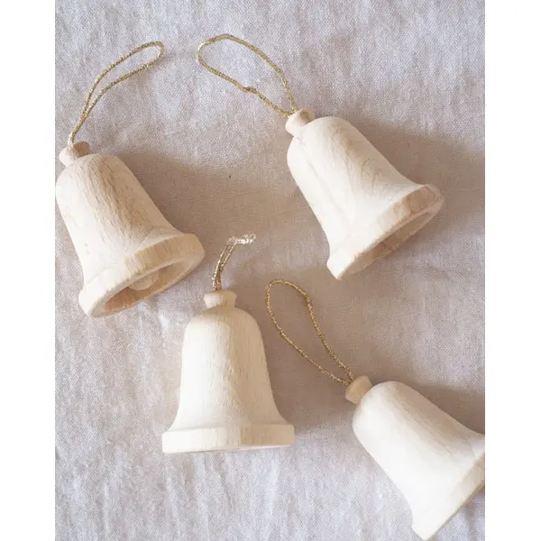 Suspension cloche en bois avec battant