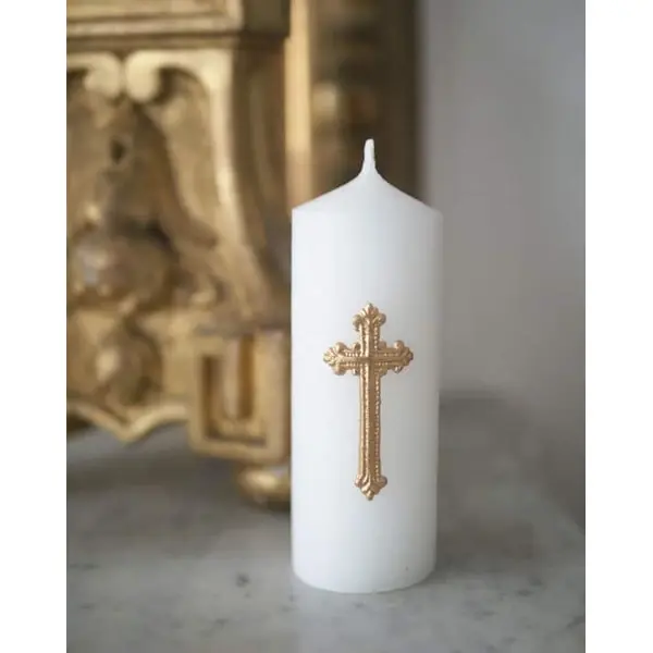 Décoration de cierge en cire – Croix trilobée