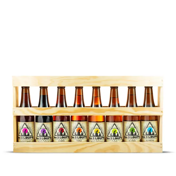 Coffret bois 8 bouteilles 33 cl