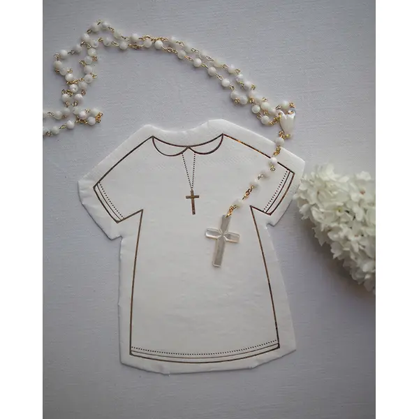 20 serviettes découpe Robe de ceremonie – blanc et or