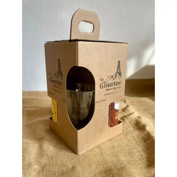 Coffret cadeau 3 bouteille + 1 verres La Gourlue