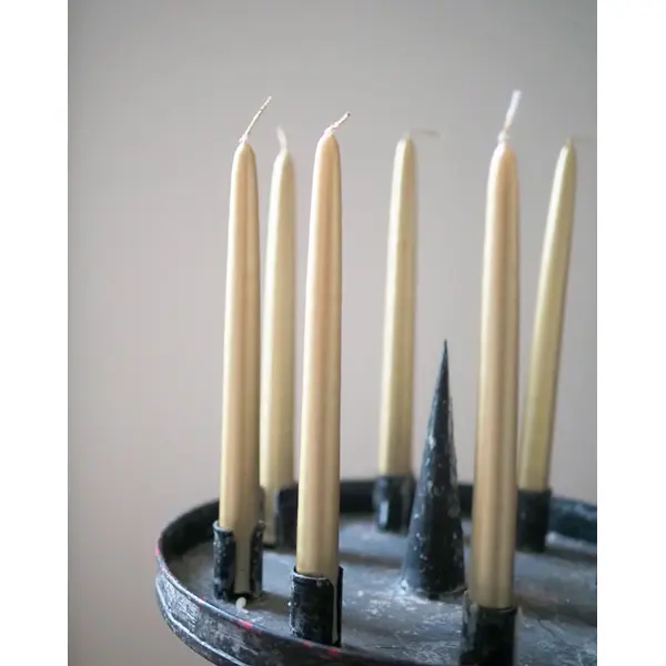 Lot de 10 Bougies coniques métalliques Or