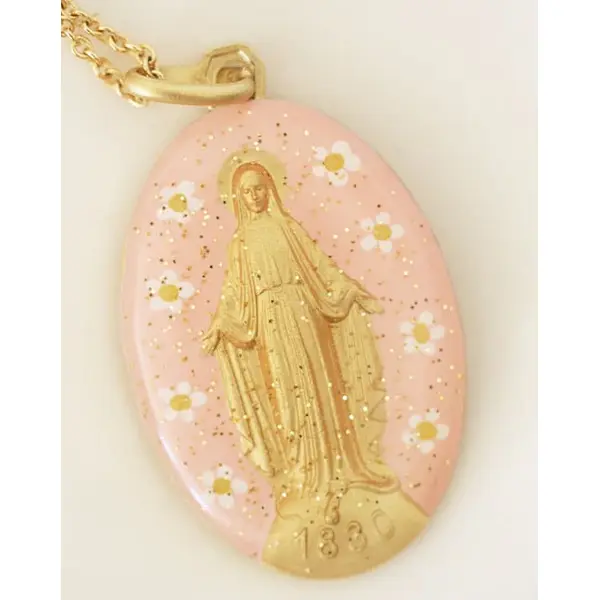 Médaille miraculeuse émail rose