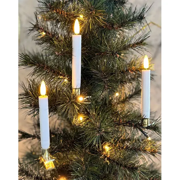 Lot de 10 bougies LED pour sapin de Noël – Pinces dorées