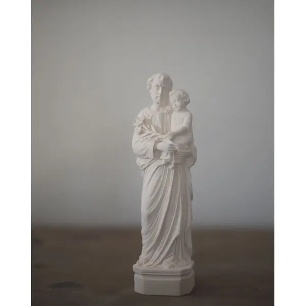 Statue Saint Joseph et l'Enfant Jésus | Résine finition albâtre