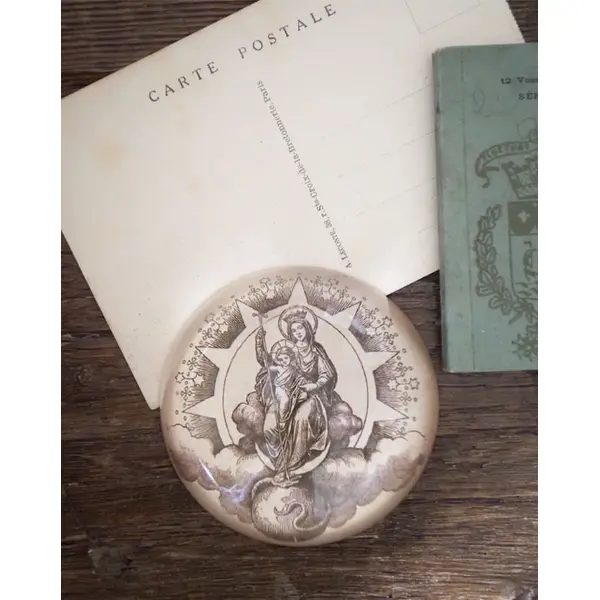 Presse-papier en verre Vierge à l'enfant