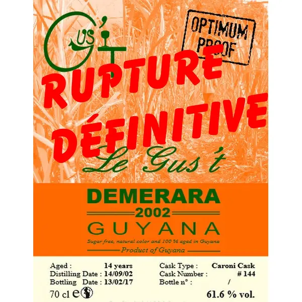 Rhum Demerara 2002 Le Gus’t, 61.6°