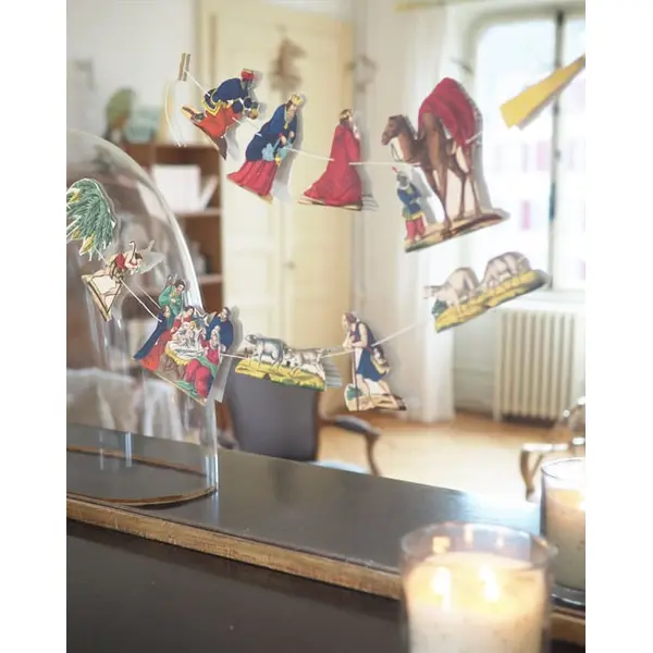 Crèche en papier à découper vintage