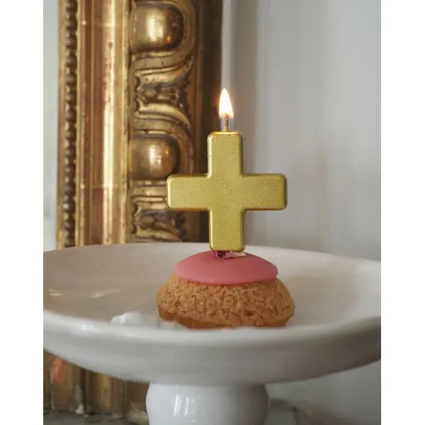 Bougie Croix dorée