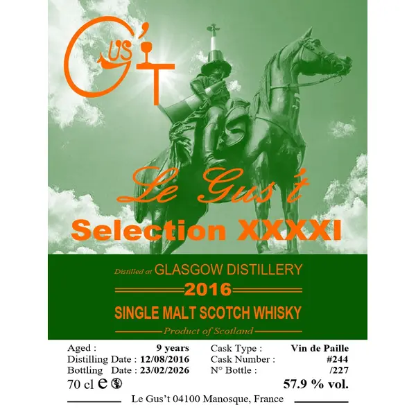 Whisky Glasgow Distillery 2016-2026 – 9 ans – Le Gus’t – Selection XXXXI